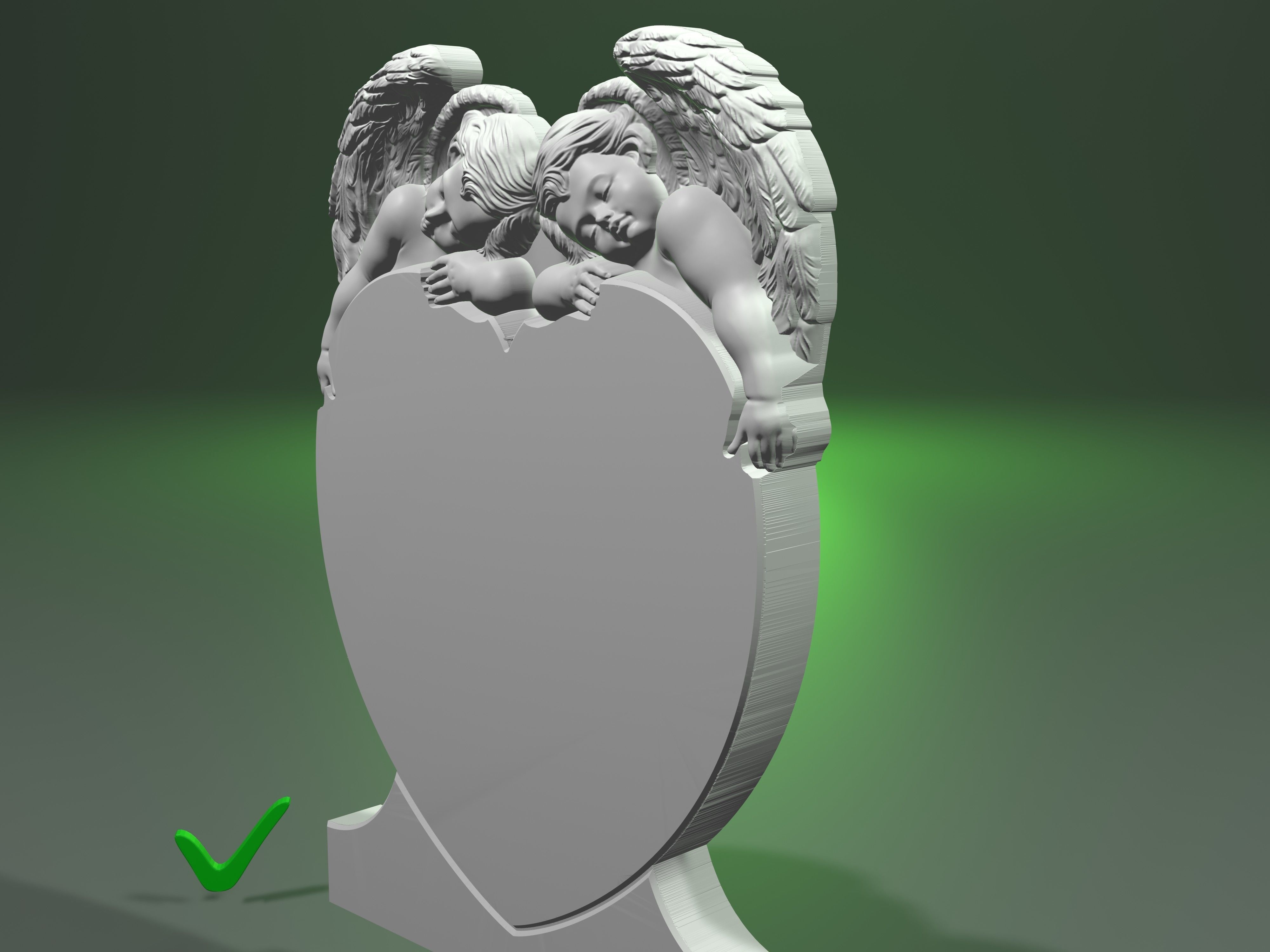 Two little angels on the heart for CNC milling or 3D printing  3D print model_1