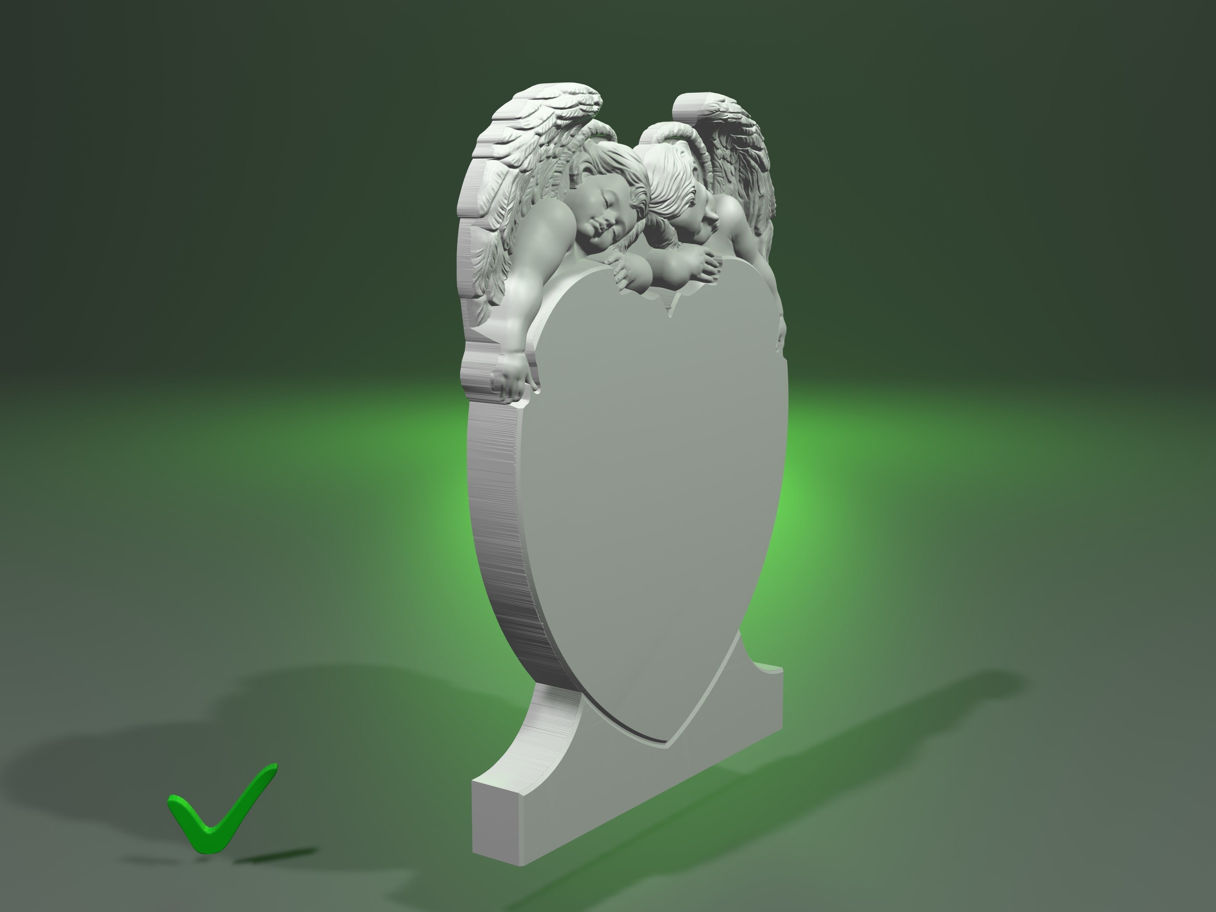 Two little angels on the heart for CNC milling or 3D printing  3D print model_2