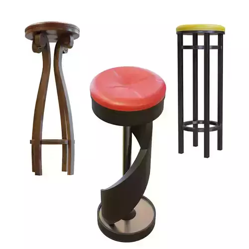 Pack of Vintage Bar Seats Stool with PBR options 3D
