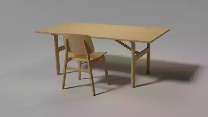 Stylised modern wooden table 3D model 3D model