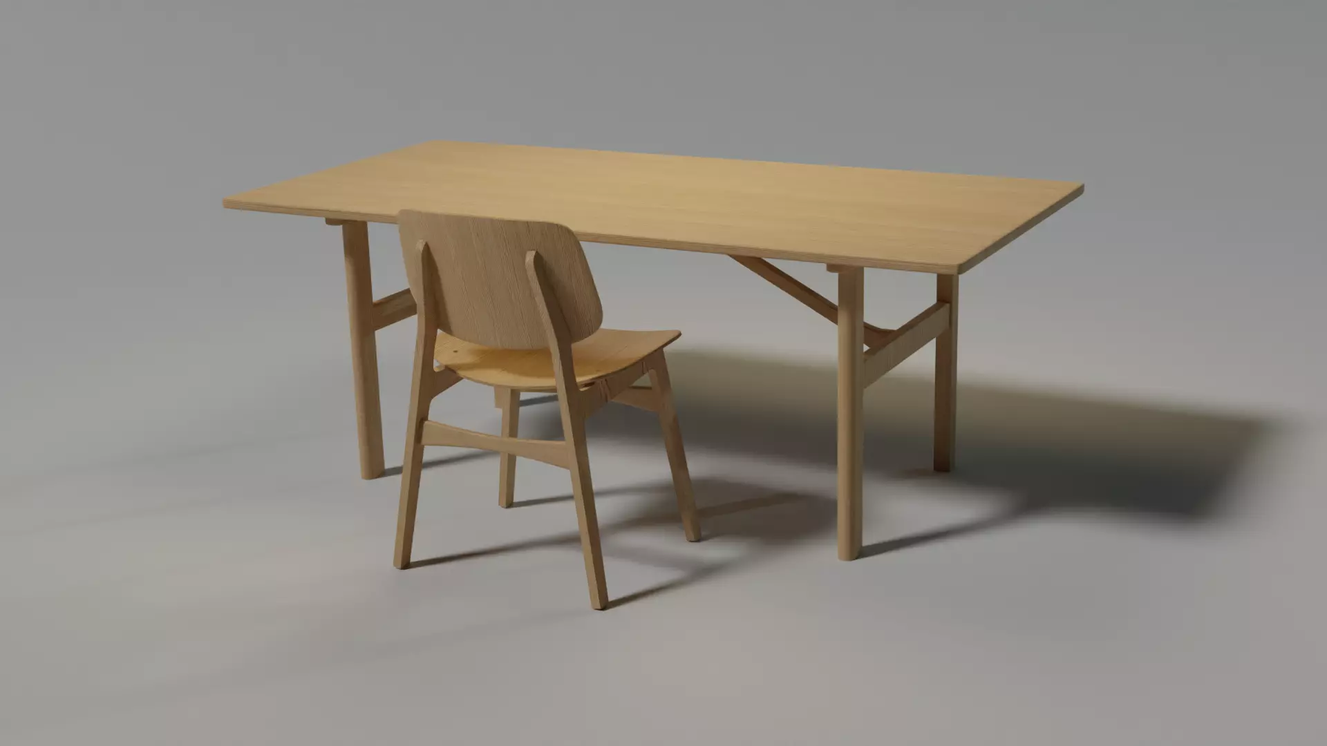 Stylised modern wooden table 3D model 3D model