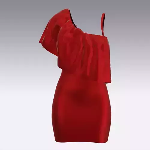 DRESS RUFFLED ONE SHOULDER STRAP LOOK