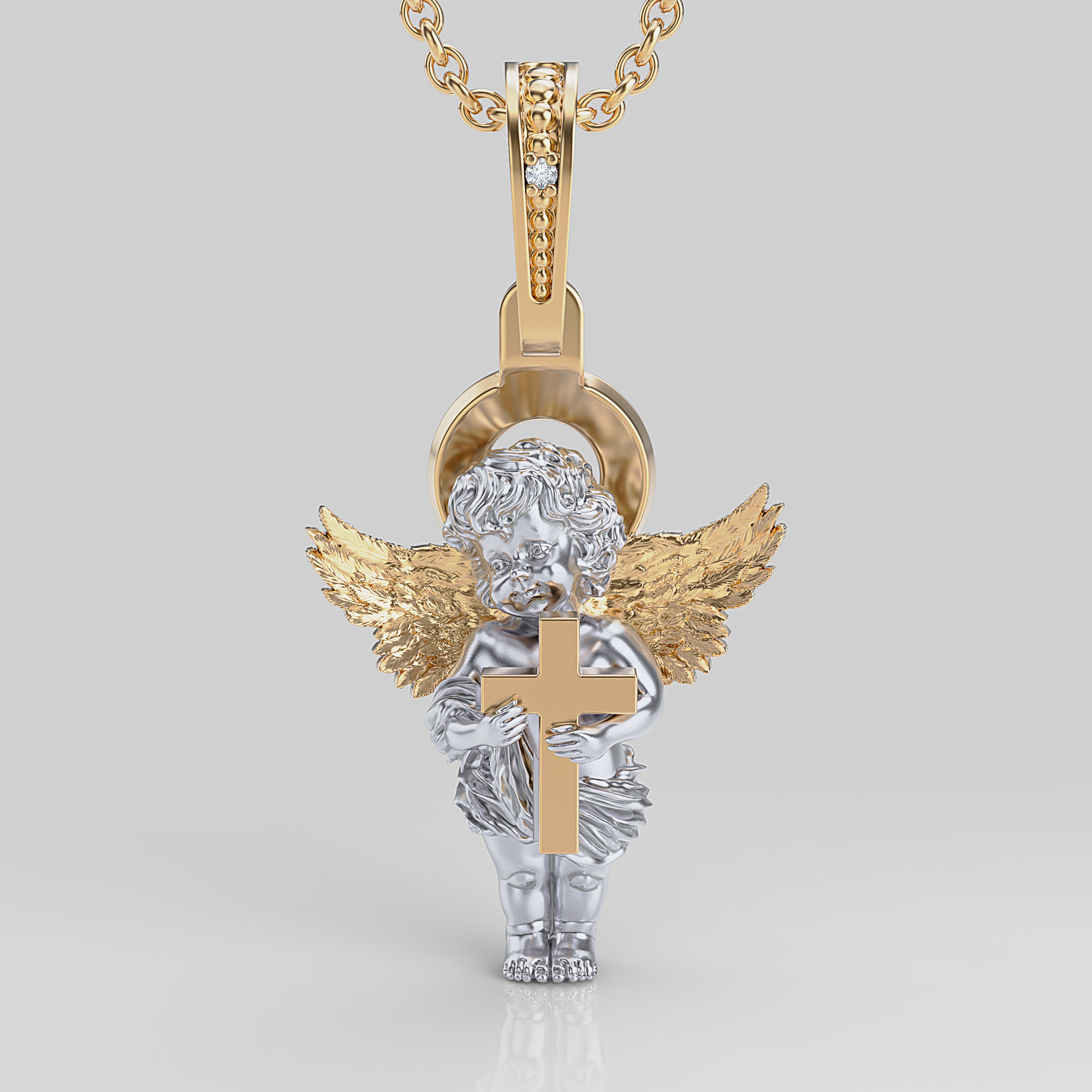 Baby angel pendant 3D print model_12