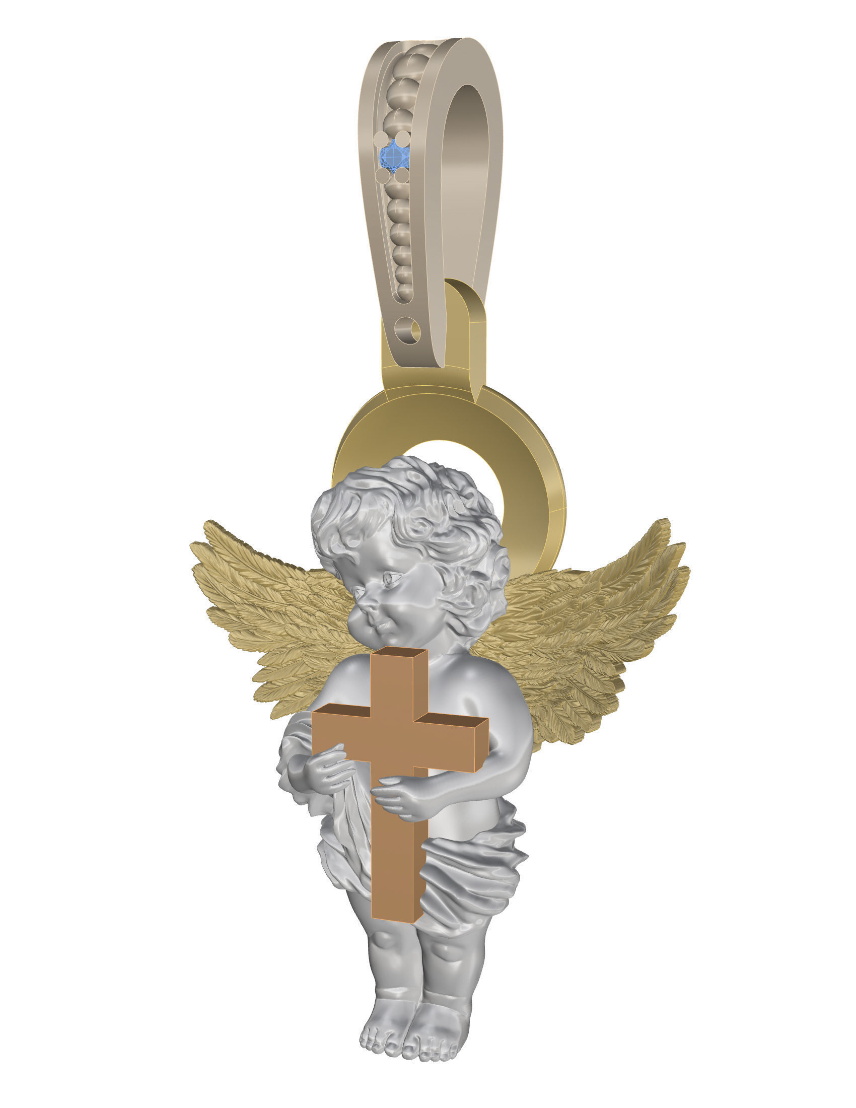 Baby angel pendant 3D print model_3