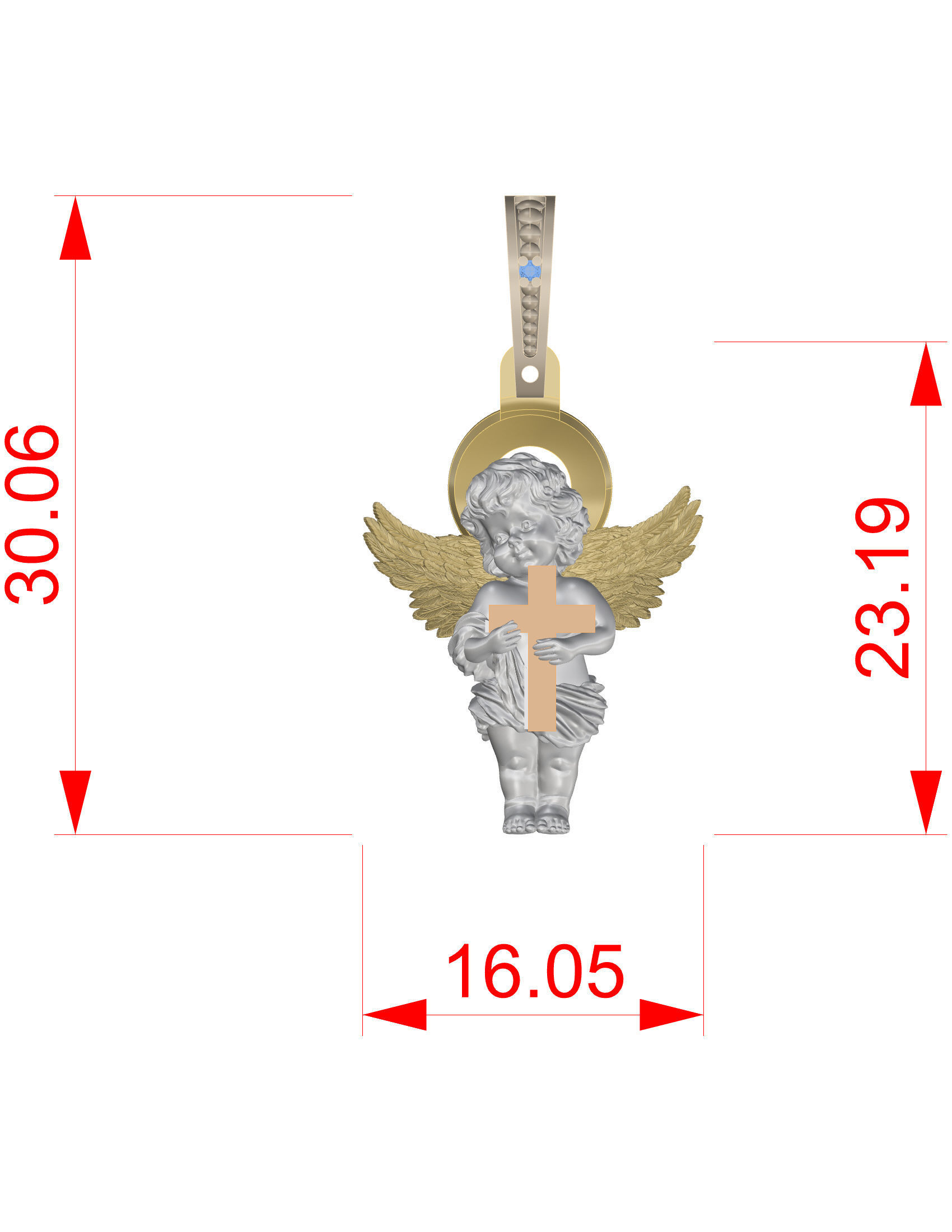 Baby angel pendant 3D print model_15