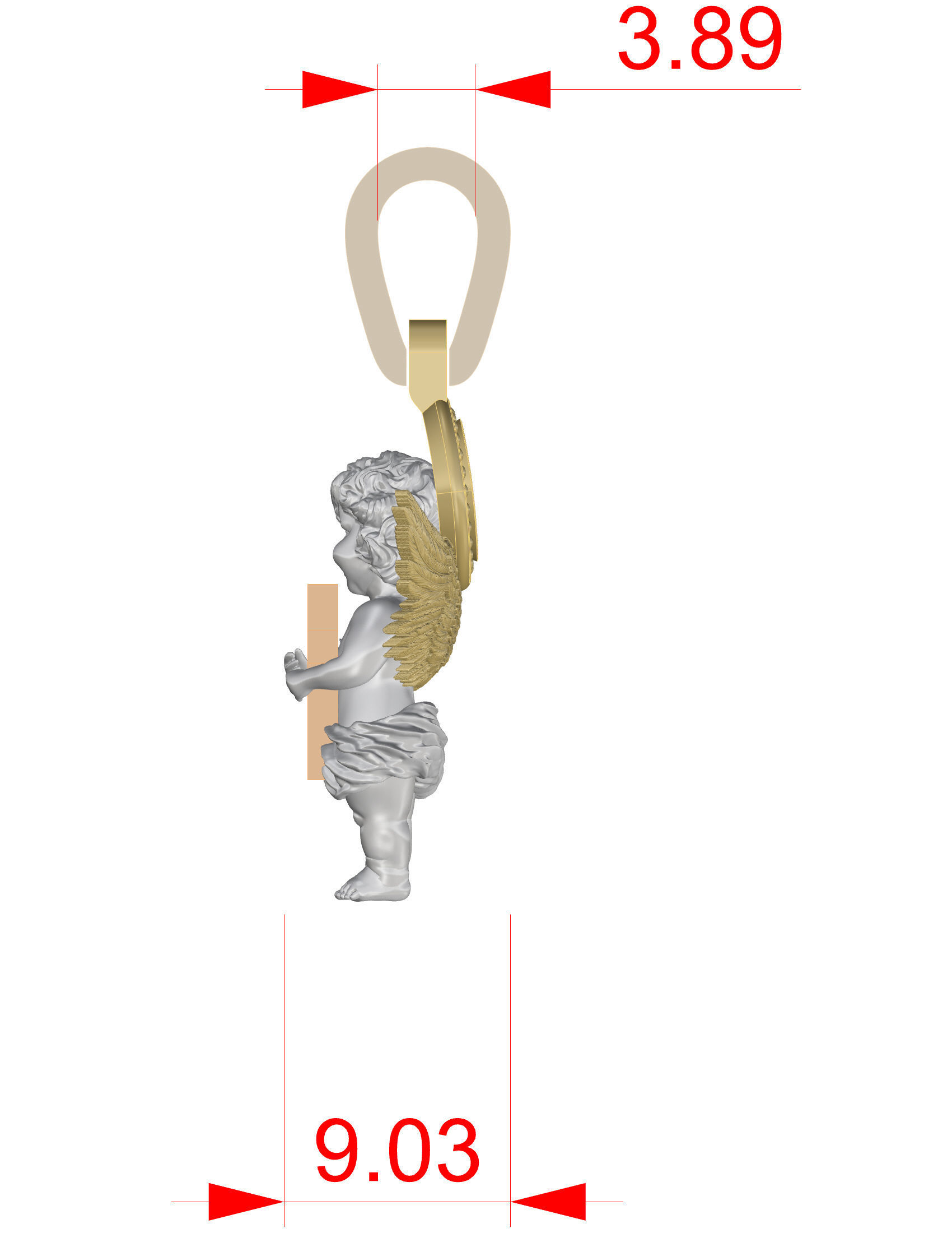 Baby angel pendant 3D print model_21
