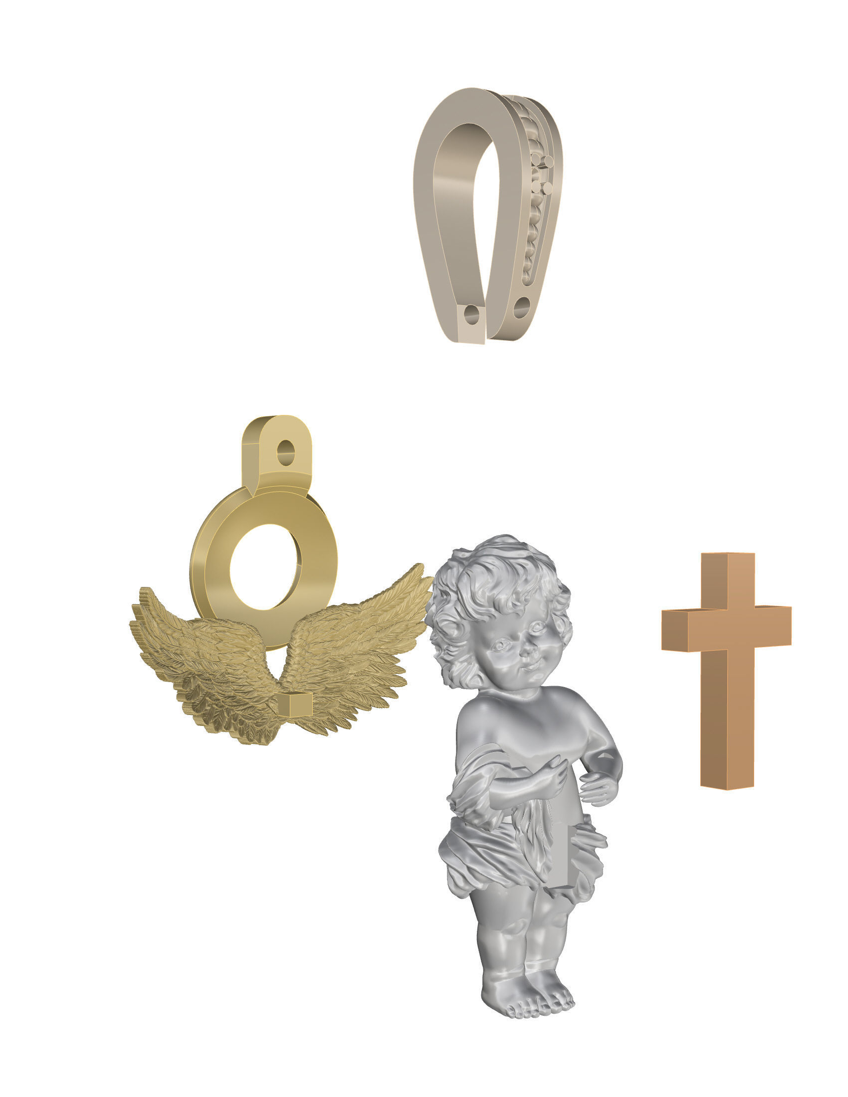 Baby angel pendant 3D print model_9