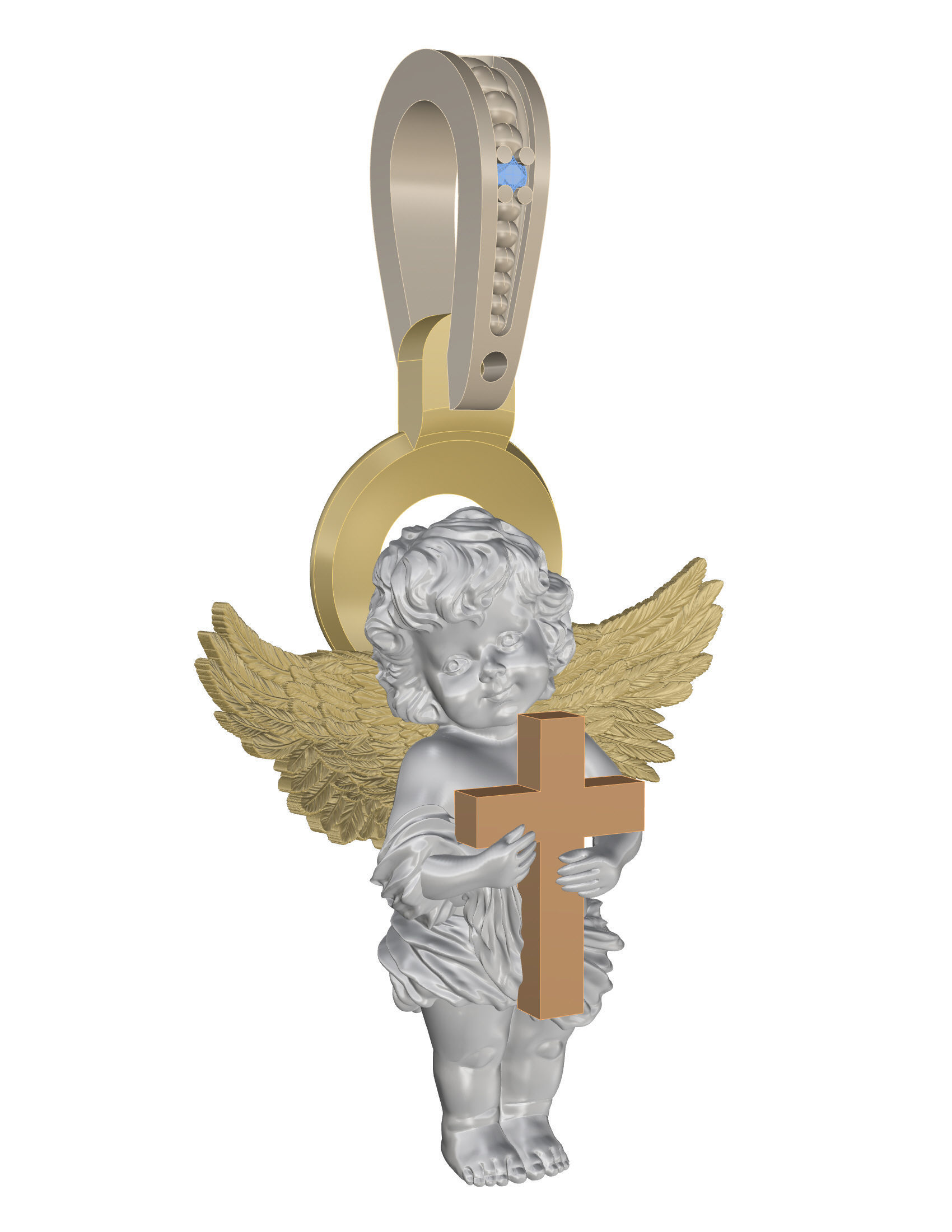 Baby angel pendant 3D print model_4
