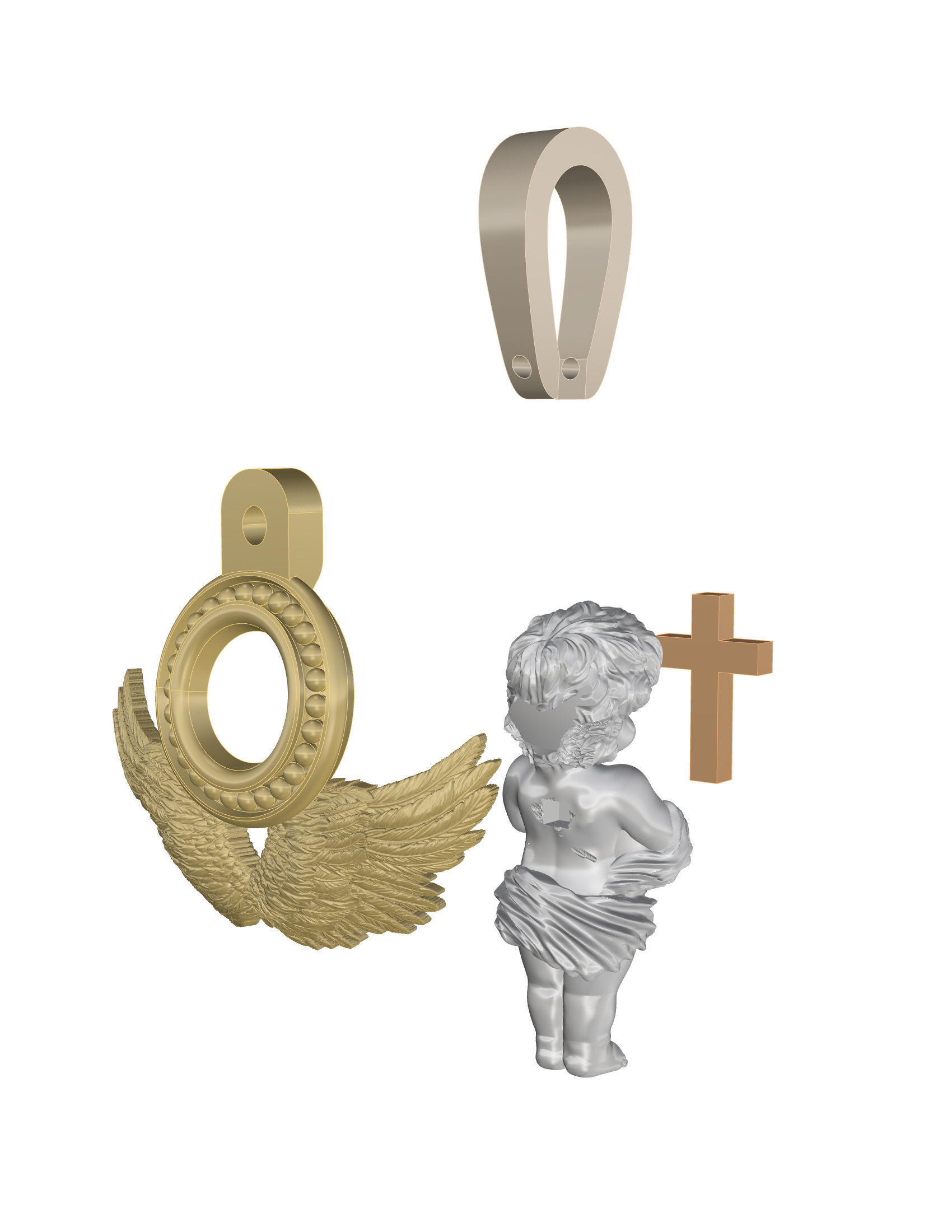 Baby angel pendant 3D print model_22