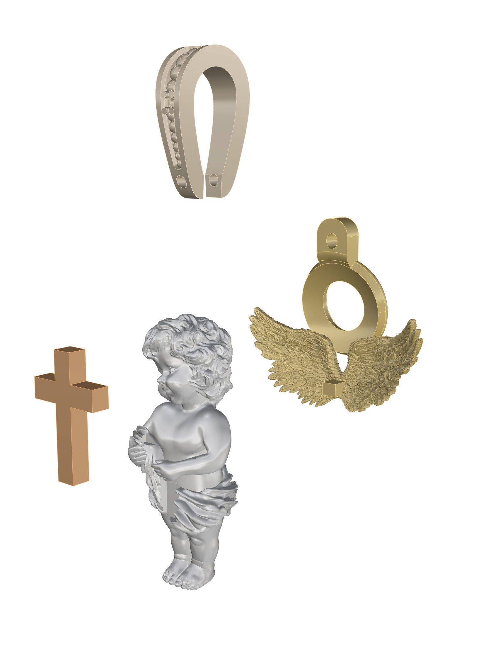 Baby angel pendant 3D print model_8