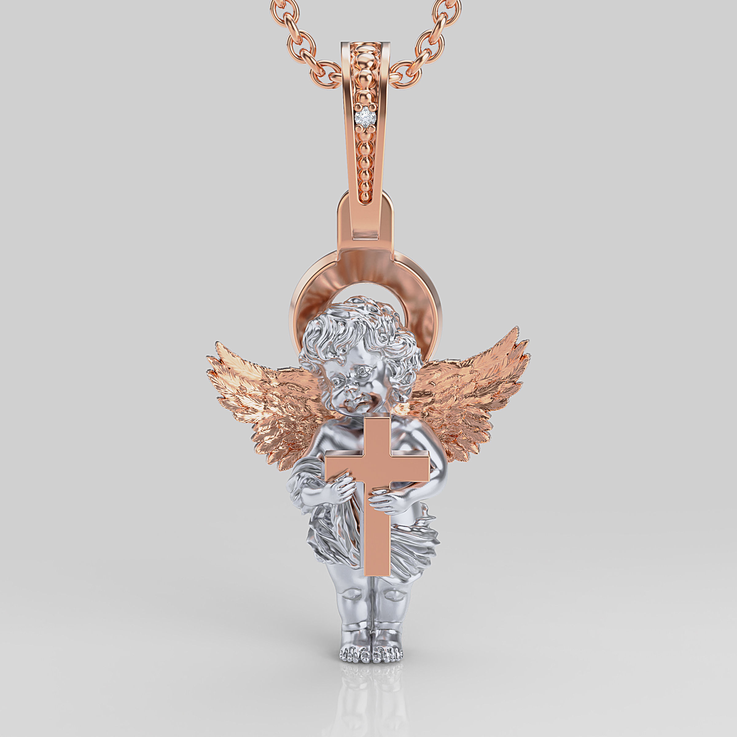 Baby angel pendant 3D print model_14
