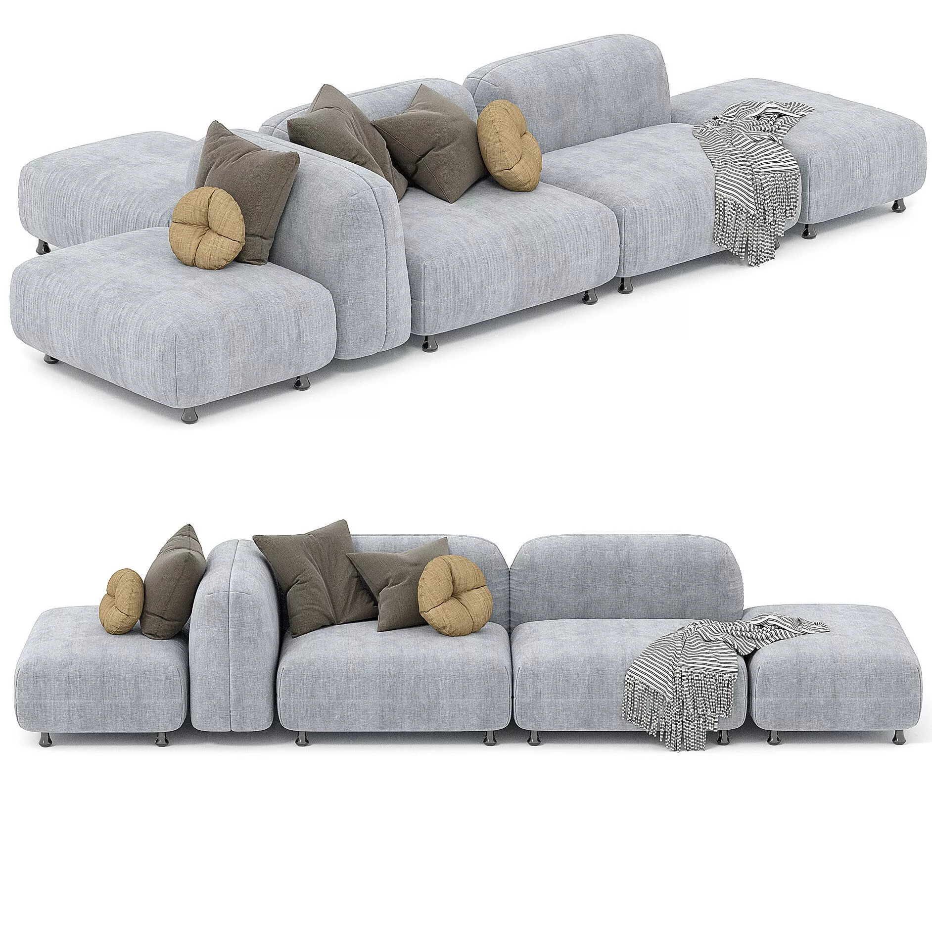 Fabric-Leisure-Sofa-Tokio sofa with cushions and pillows 3D model