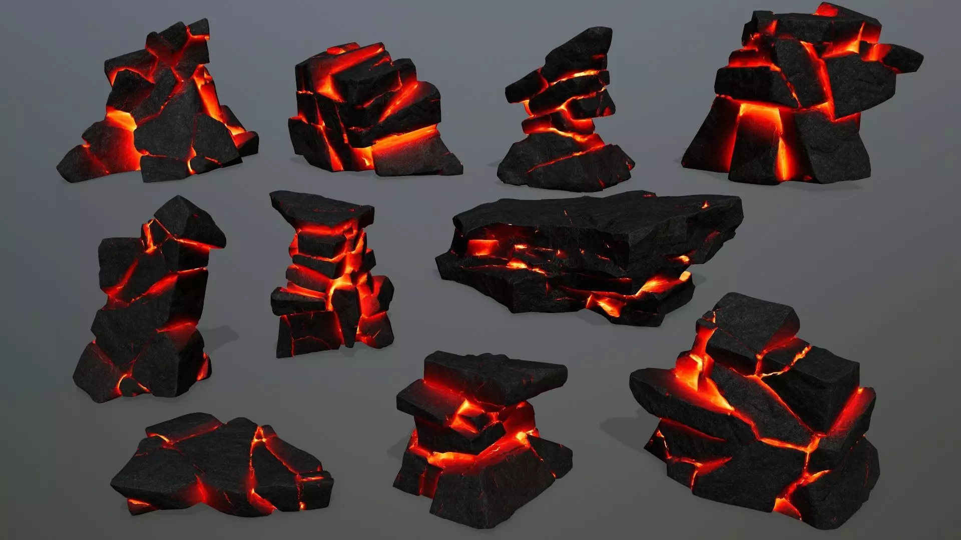 lava rocks Low-poly 3D model_0