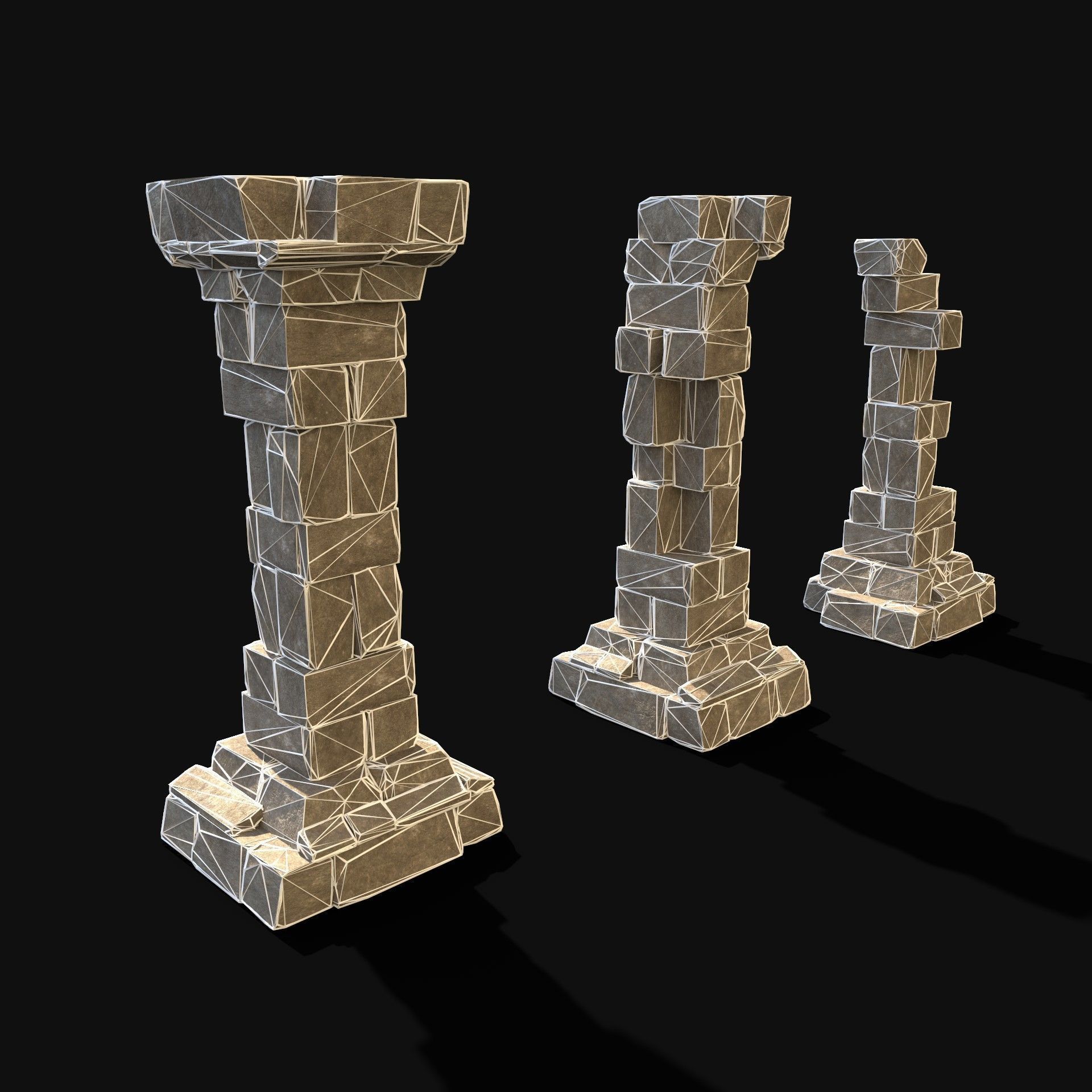  ARABIC DESERT COLUMN RUINS PILE PEDESTAL EGYPTIAN SAND STONE Low-poly 3D model_5