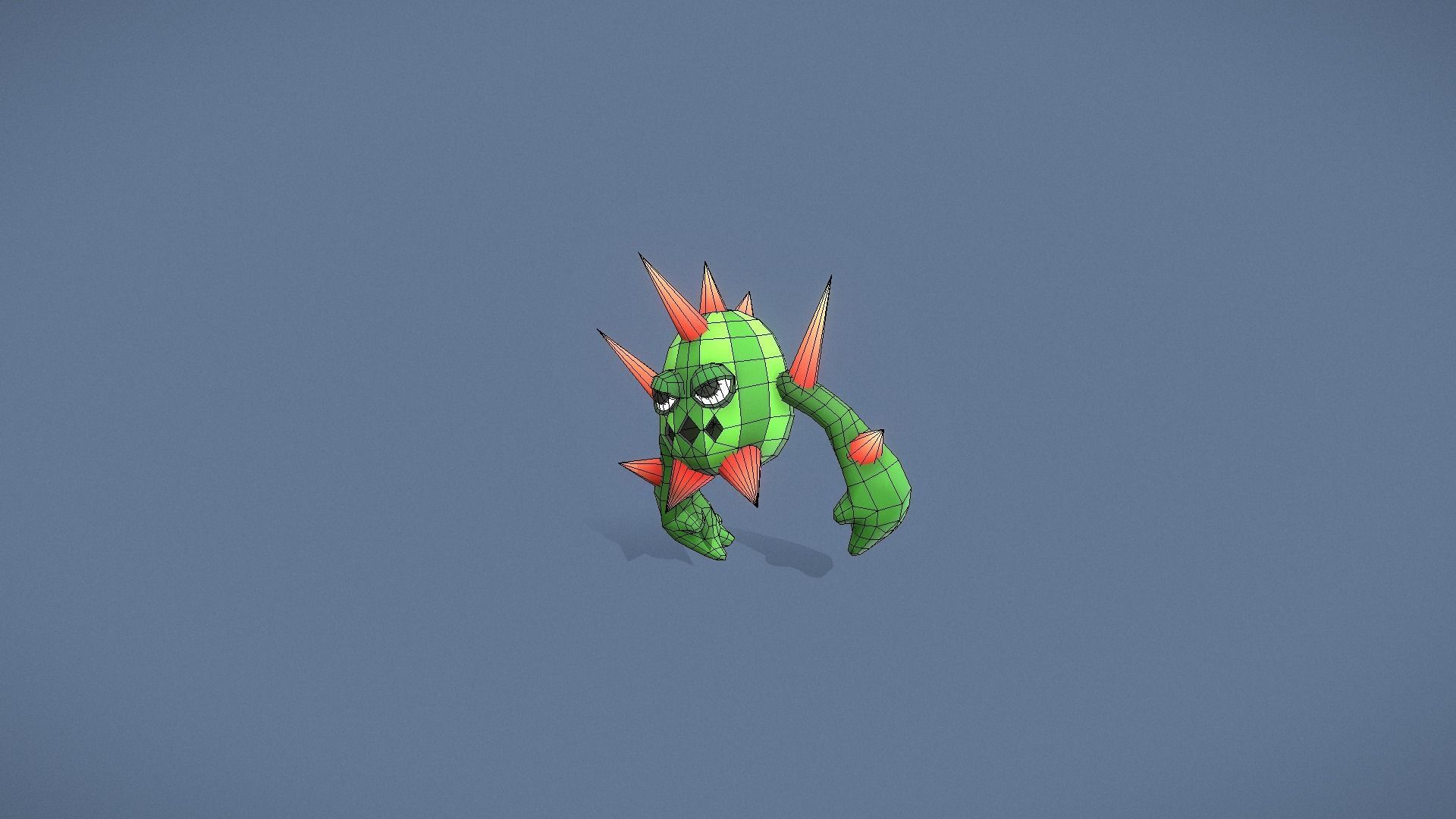 Cartoon Characters - Medium Cactus Warrior Low-poly 3D model_10