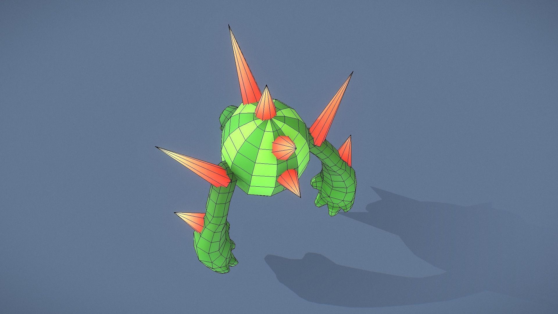 Cartoon Characters - Medium Cactus Warrior Low-poly 3D model_3