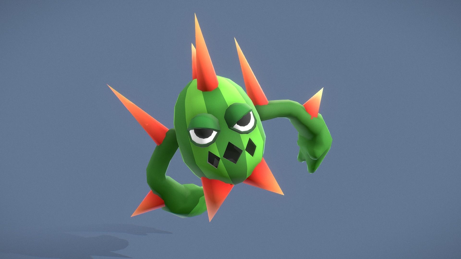Cartoon Characters - Medium Cactus Warrior Low-poly 3D model_12