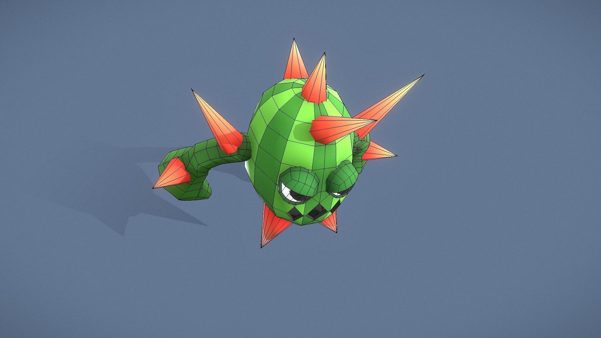 Cartoon Characters - Medium Cactus Warrior Low-poly 3D model_20