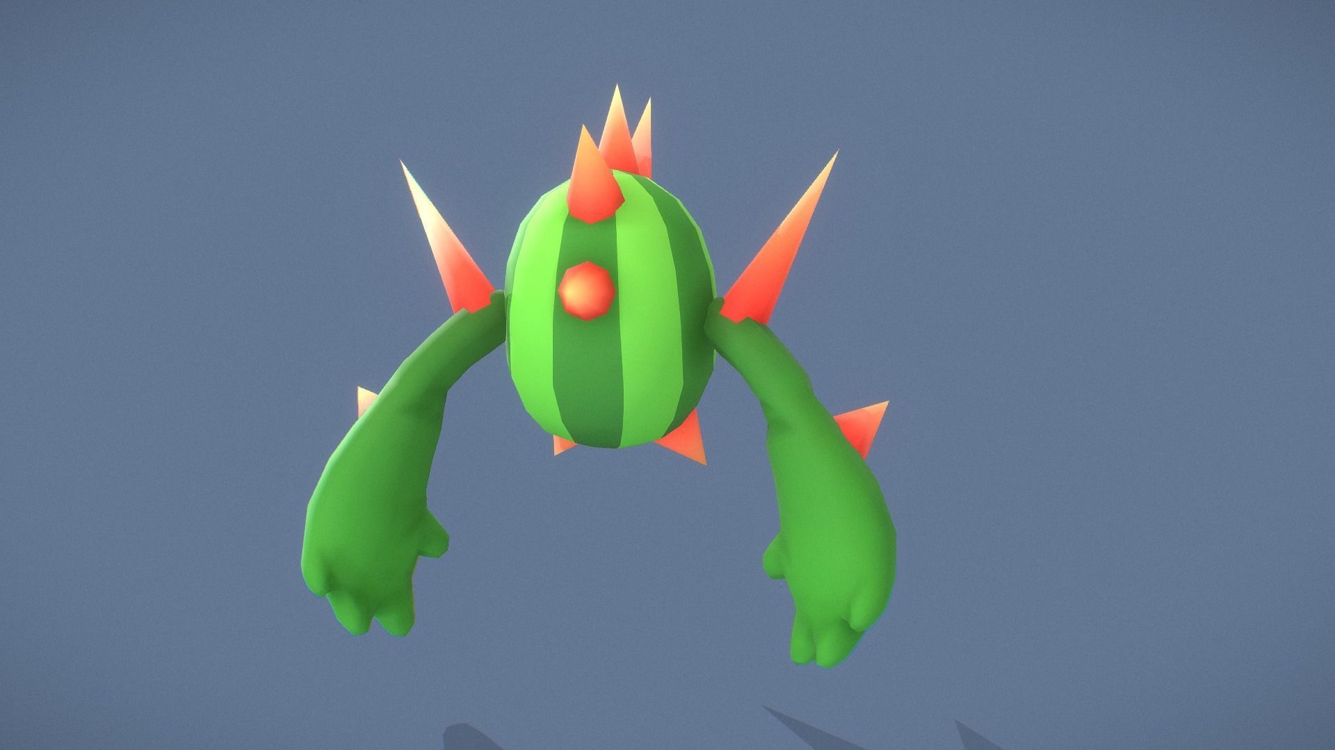 Cartoon Characters - Medium Cactus Warrior Low-poly 3D model_14