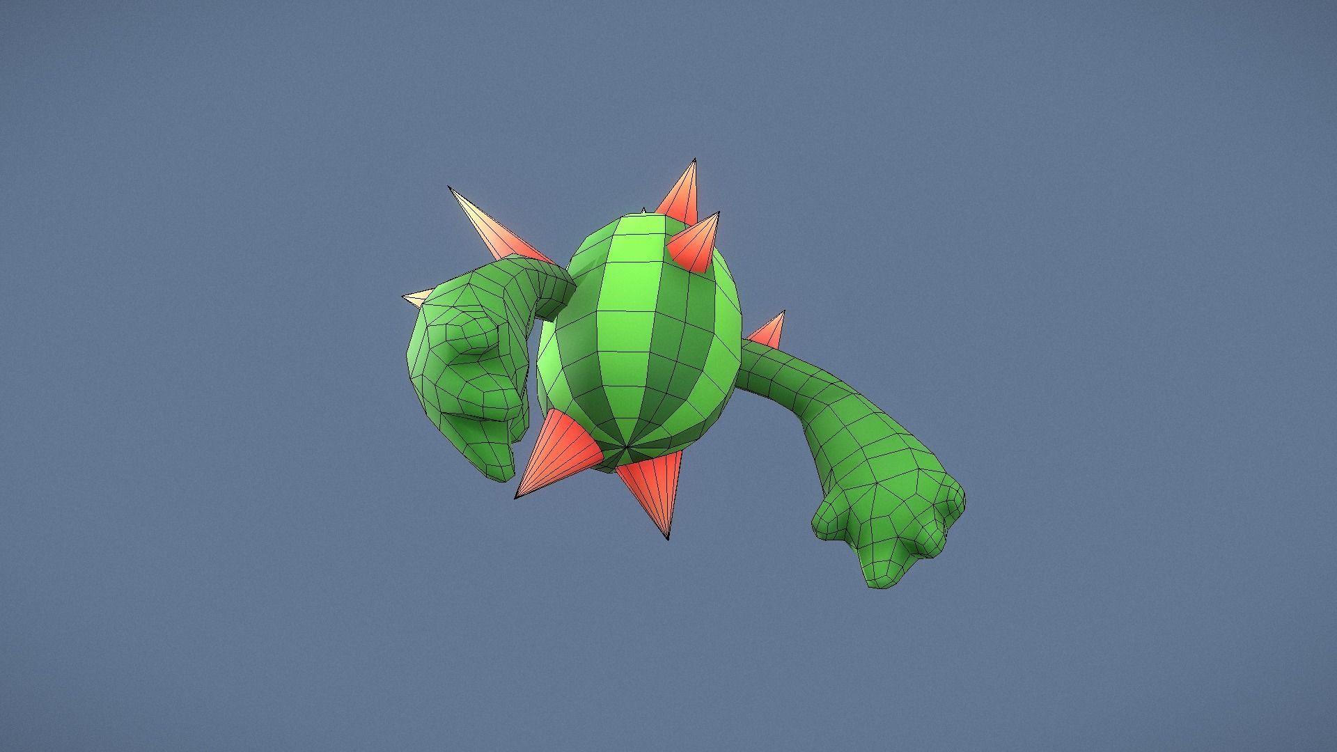 Cartoon Characters - Medium Cactus Warrior Low-poly 3D model_17