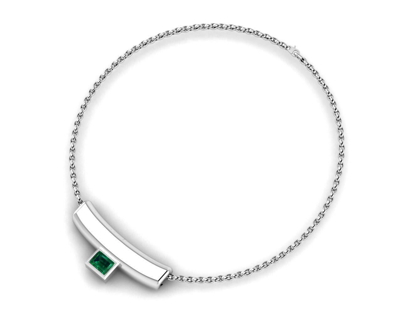 Emerald Cut Stone- On Chain 3D print model_1