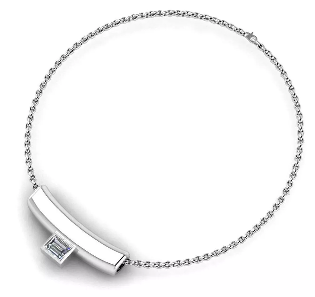 Emerald Cut Stone- On Chain 3D print model_0