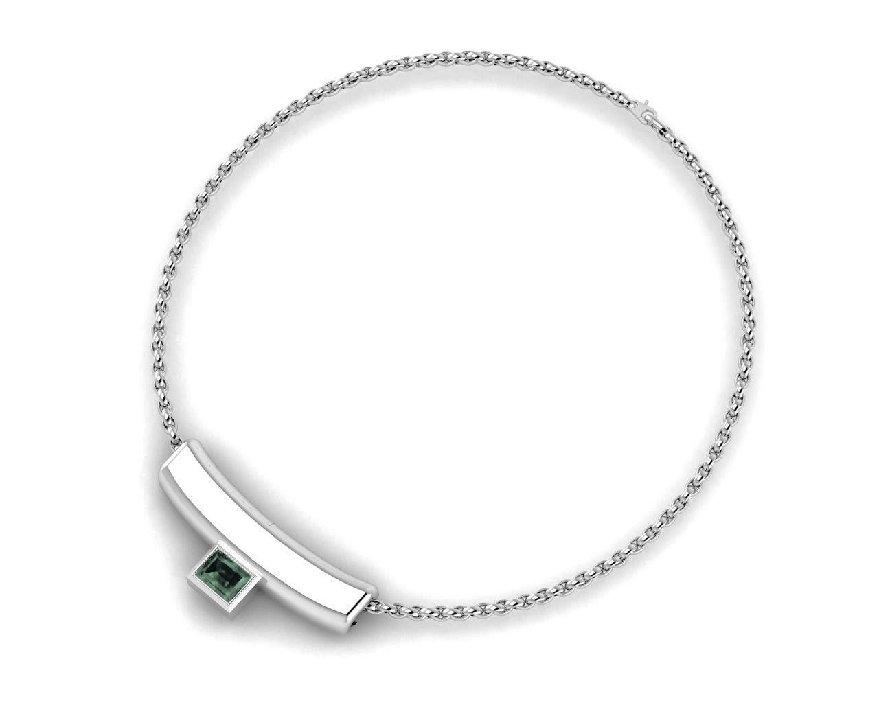 Emerald Cut Stone- On Chain 3D print model_2