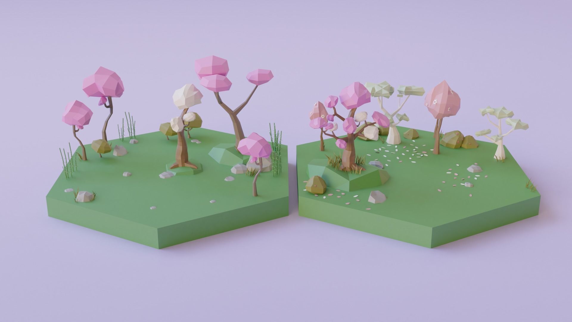 Low Poly Asian Style Set Low-poly 3D model_16