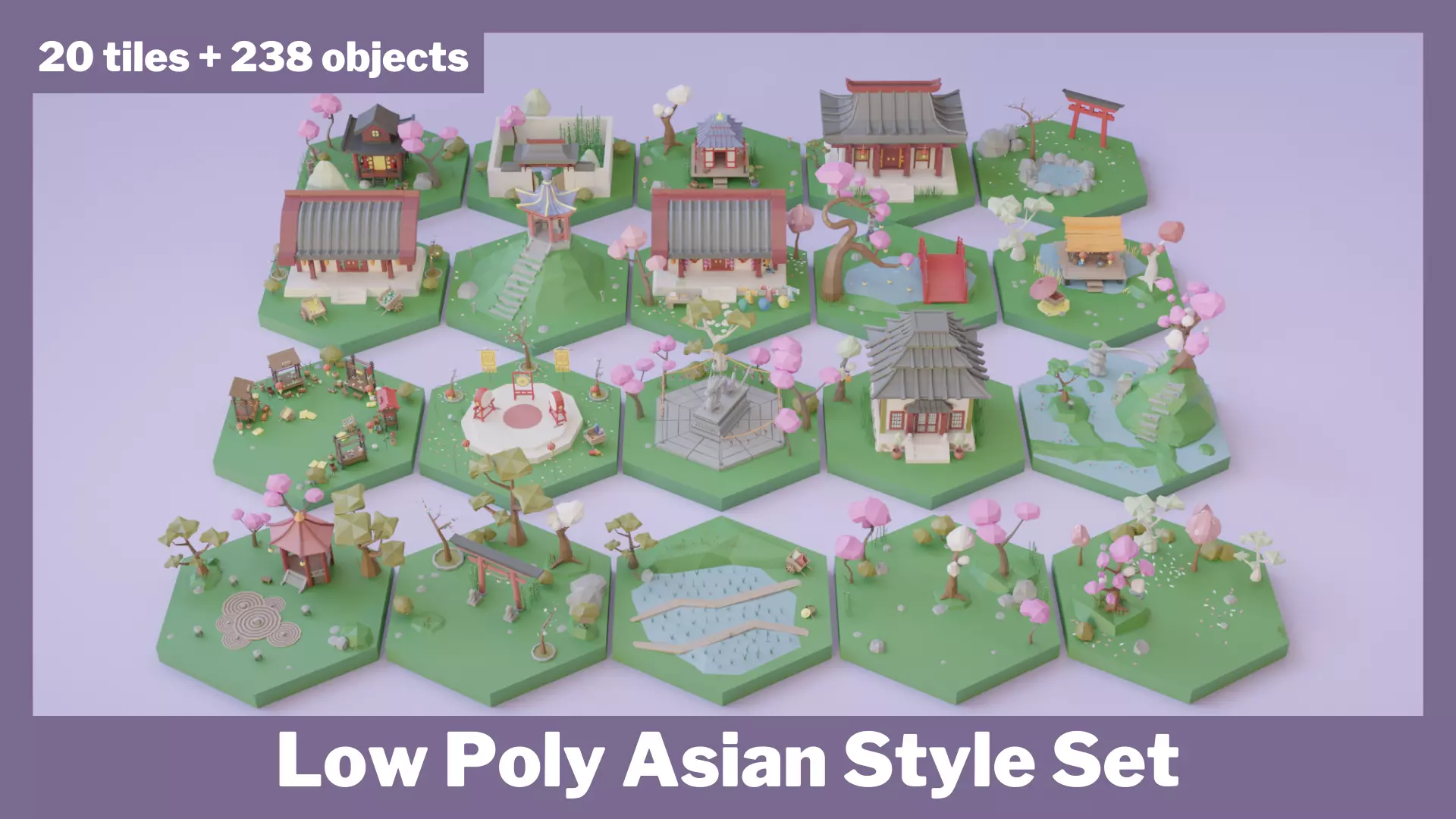 Low Poly Asian Style Set Low-poly 3D model_0