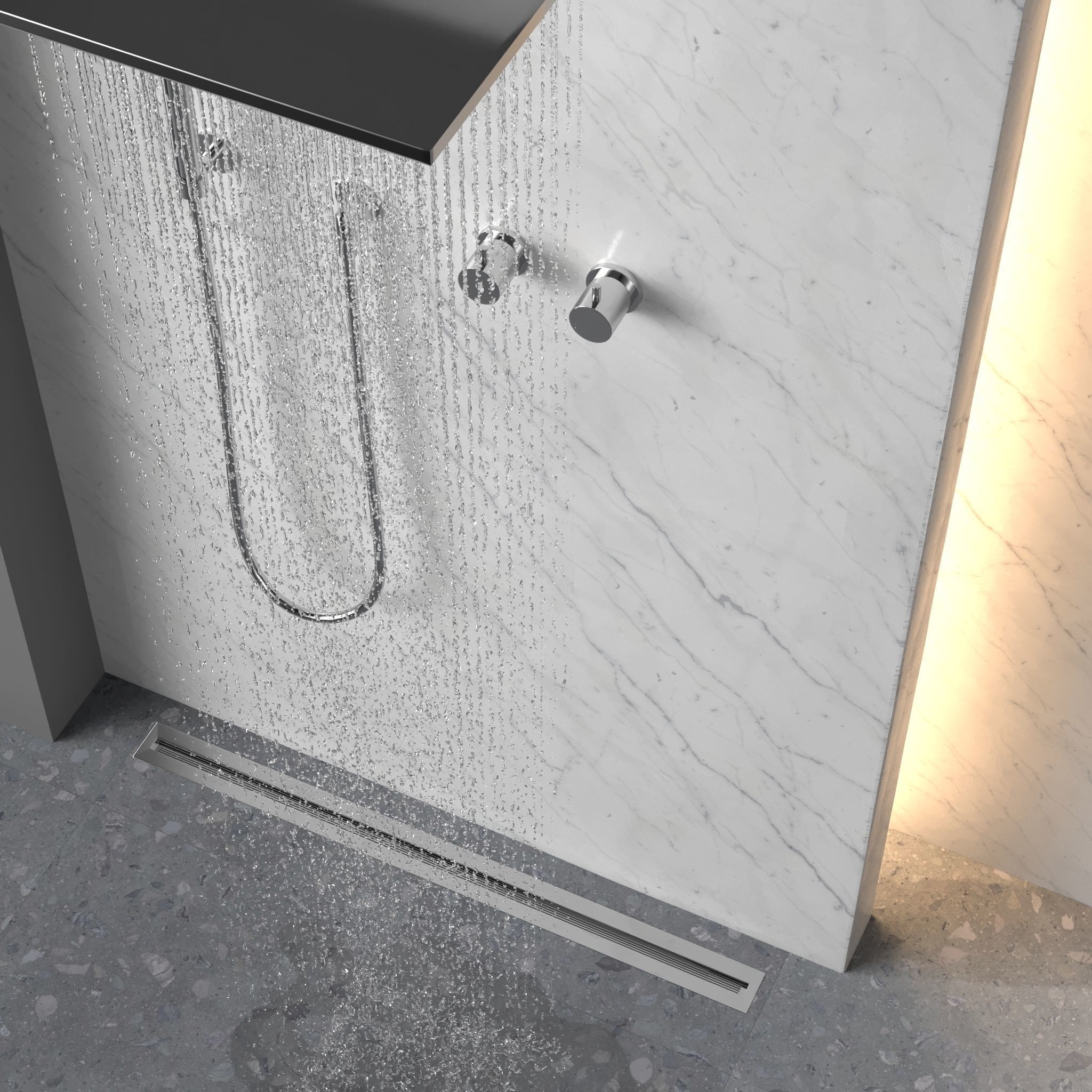 3D granite shower 04 white  3D model_5