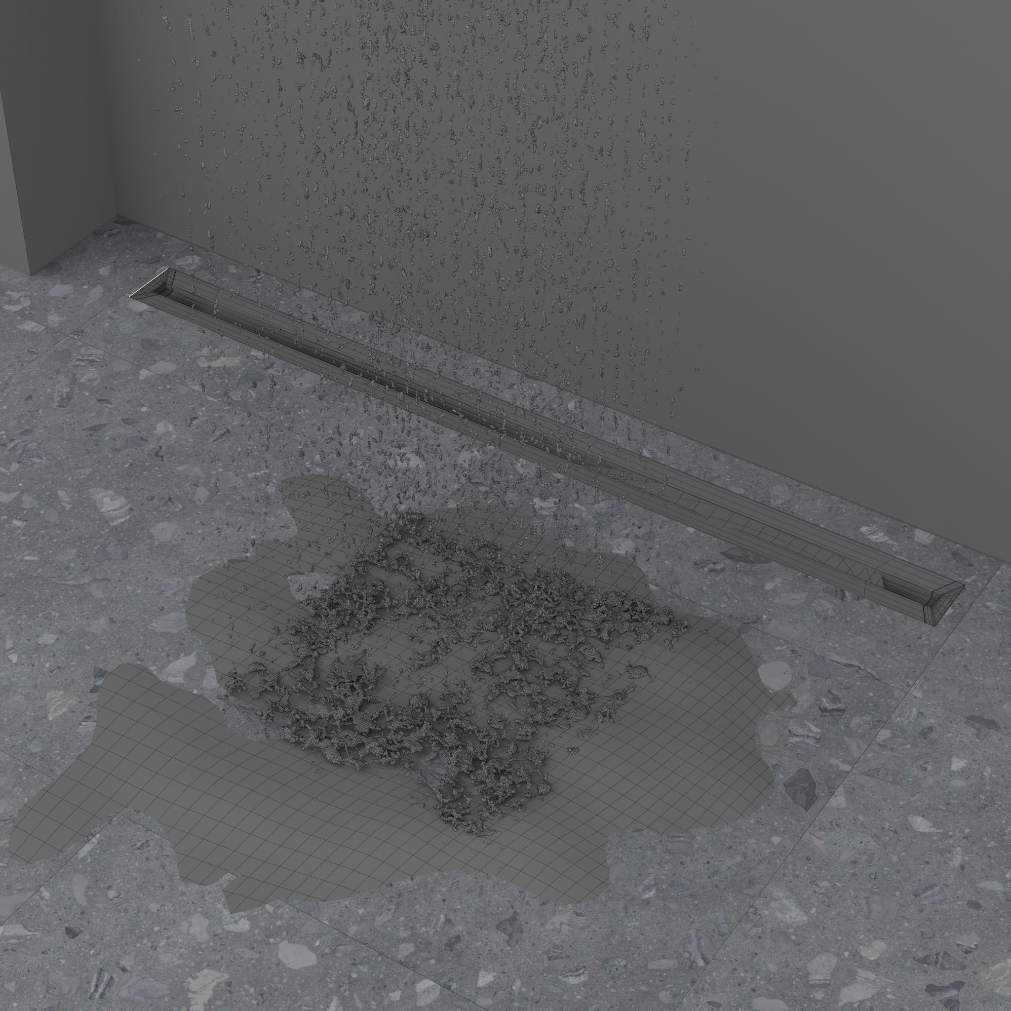 3D granite shower 04 white  3D model_3