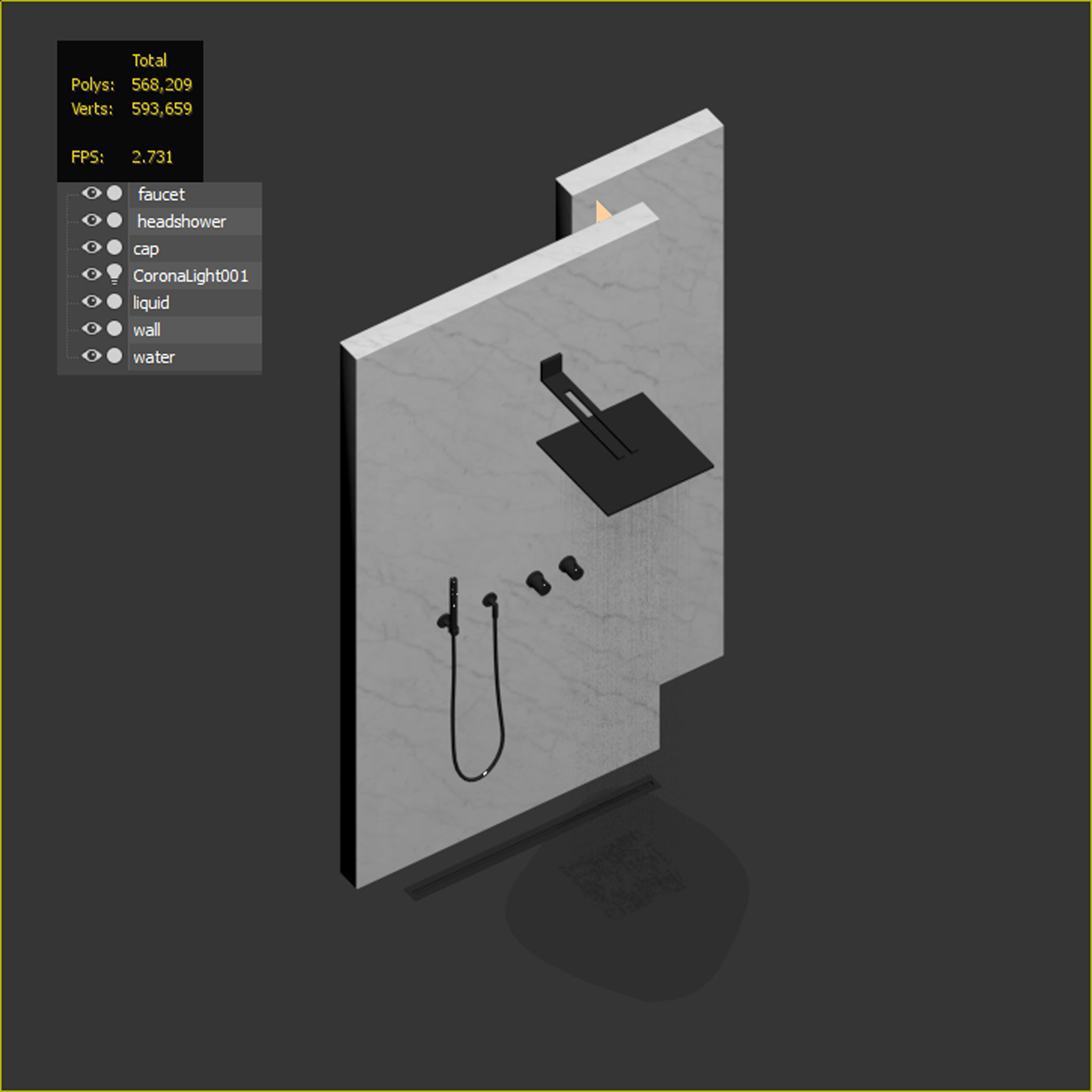 3D granite shower 04 white  3D model_4