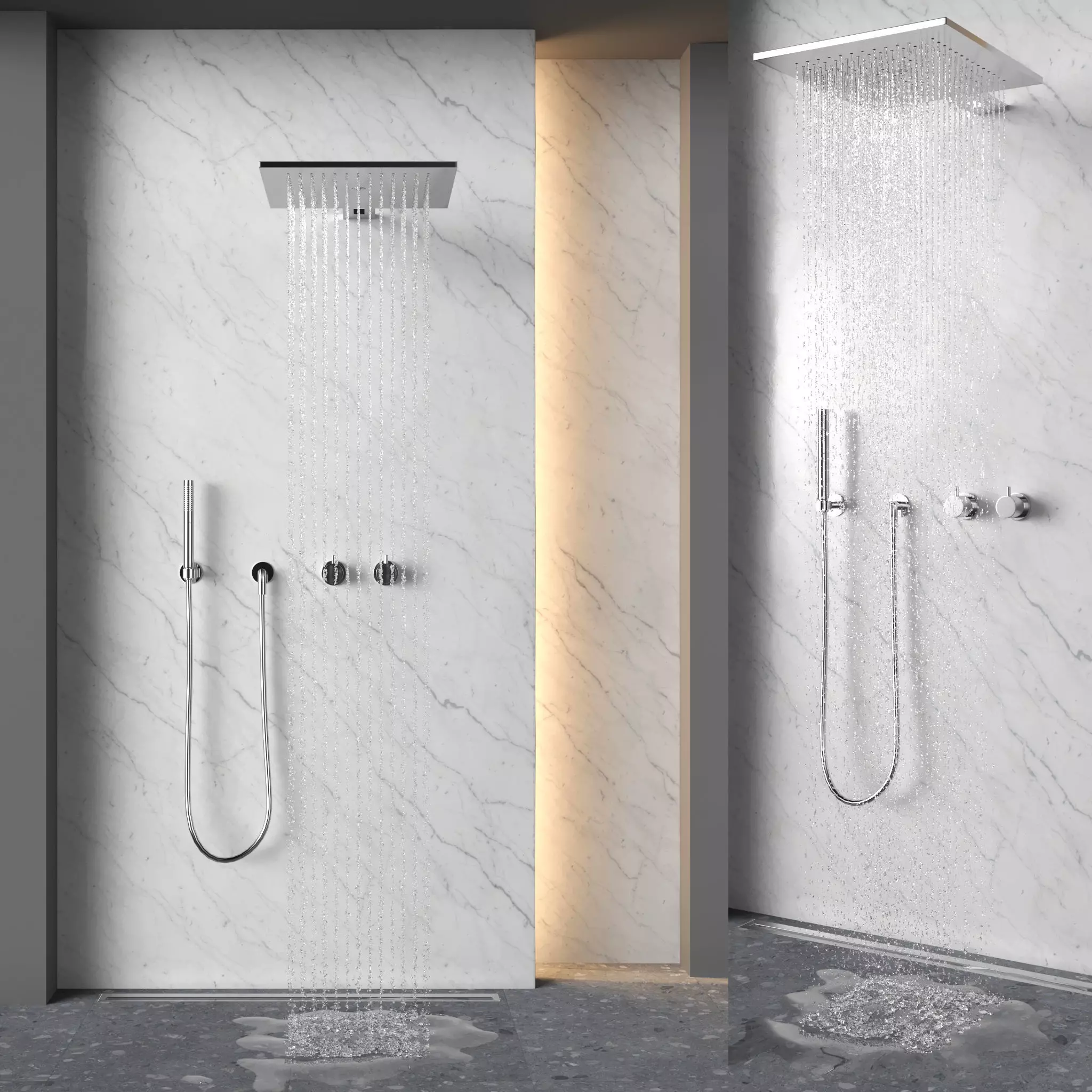 3D granite shower 04 white  3D model_0