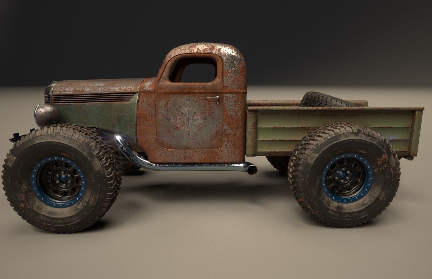 Custom Off Road Truck Low-poly 3D model_15