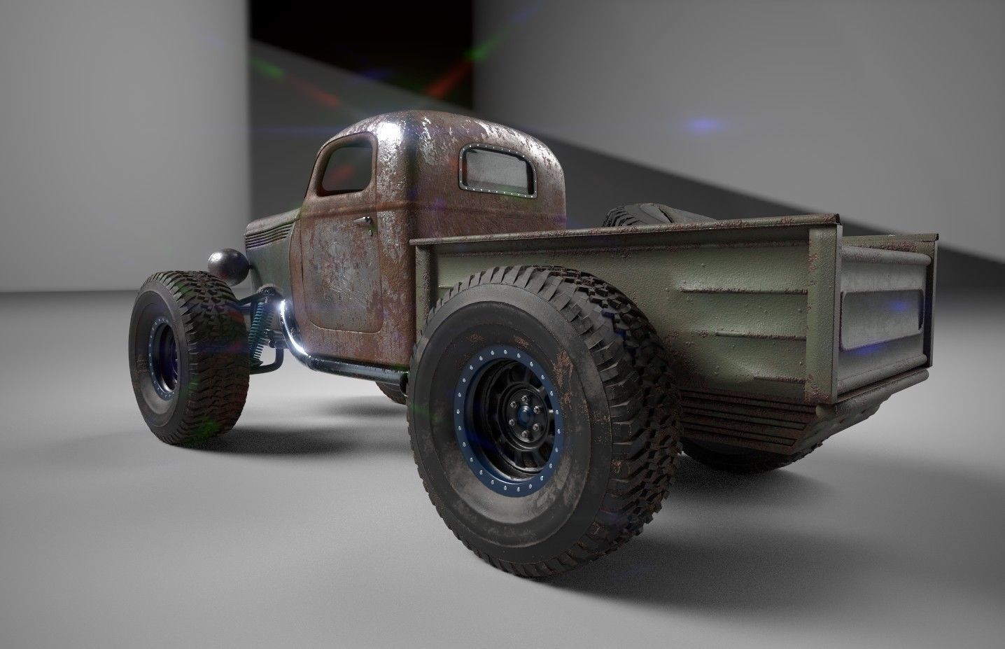 Custom Off Road Truck Low-poly 3D model_5