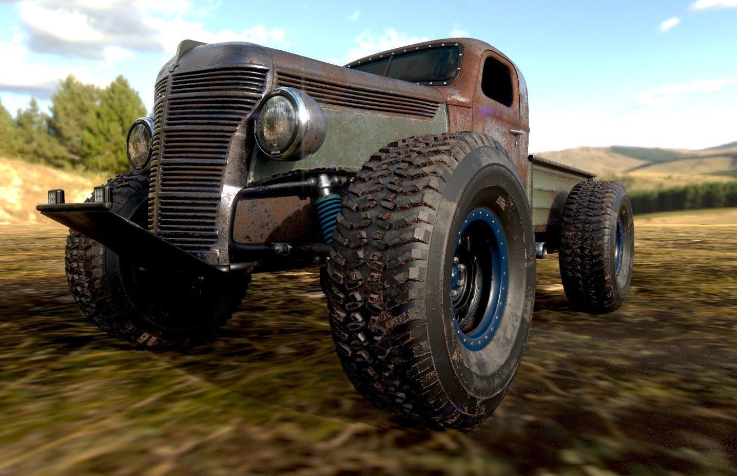 Custom Off Road Truck Low-poly 3D model_8