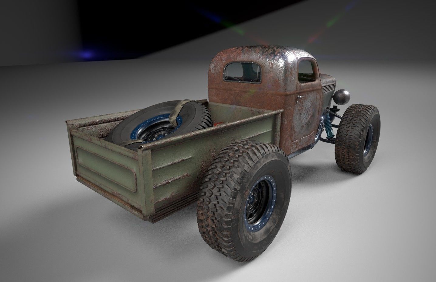 Custom Off Road Truck Low-poly 3D model_6