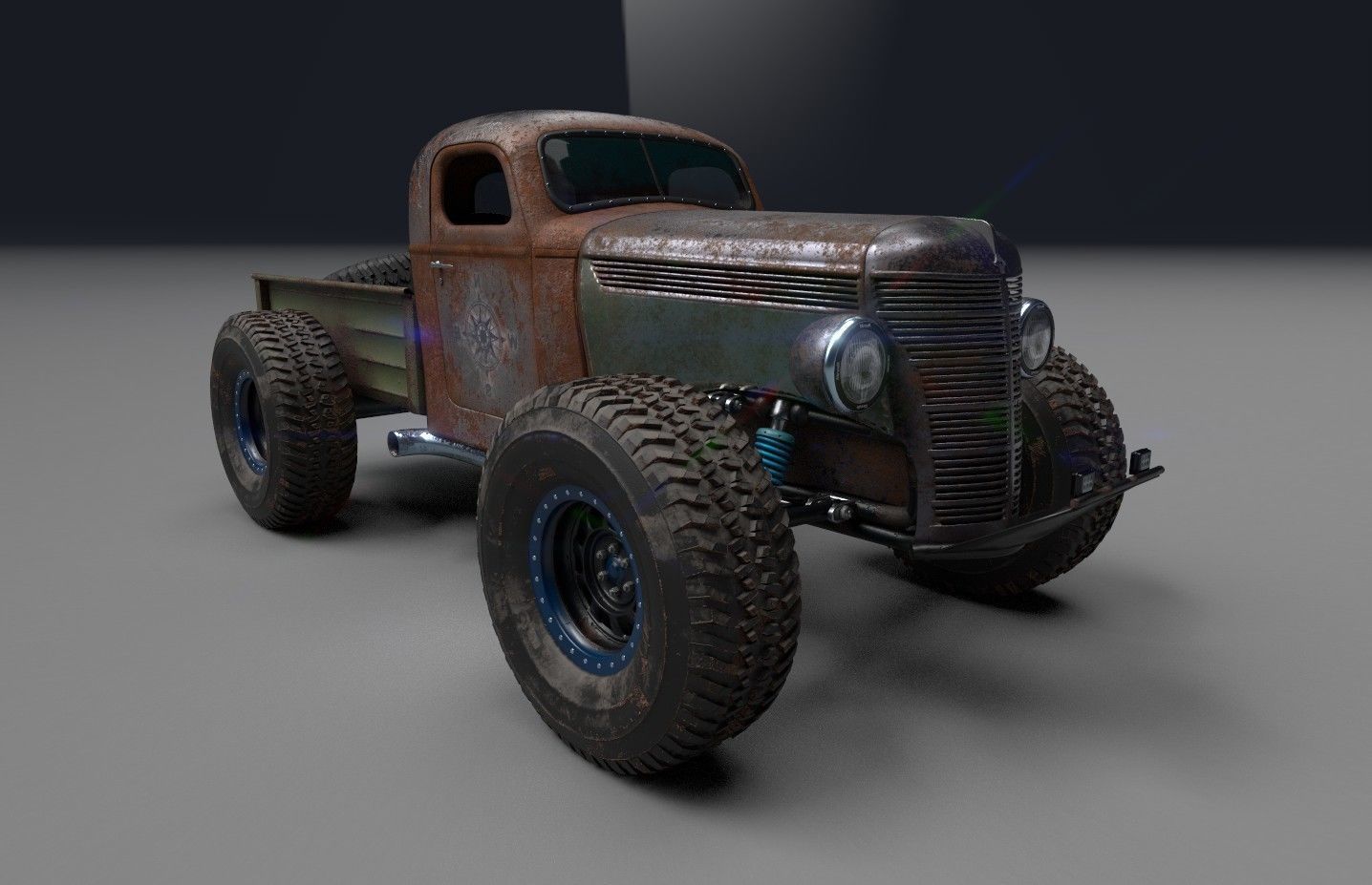 Custom Off Road Truck Low-poly 3D model_3