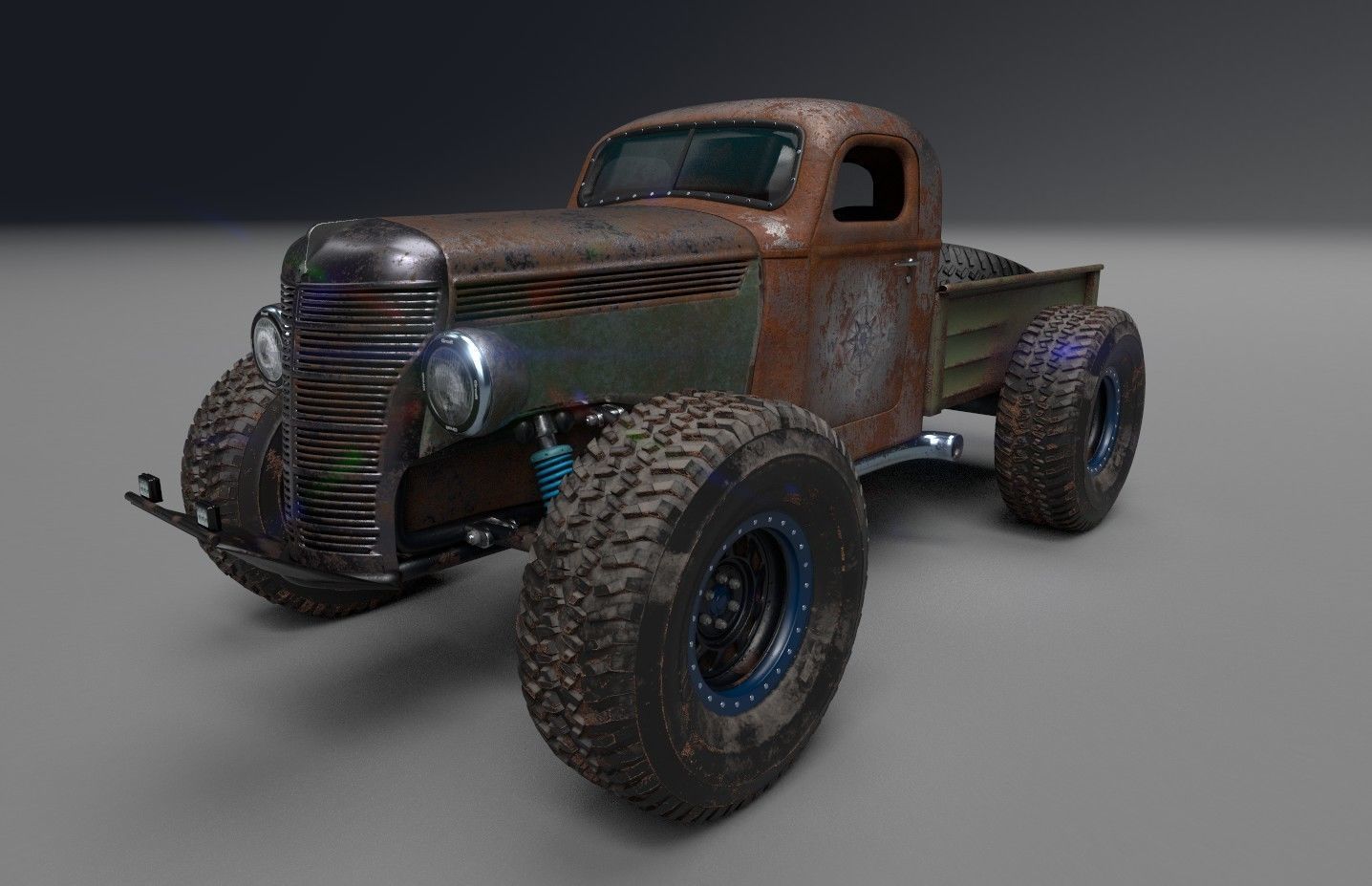 Custom Off Road Truck Low-poly 3D model_2