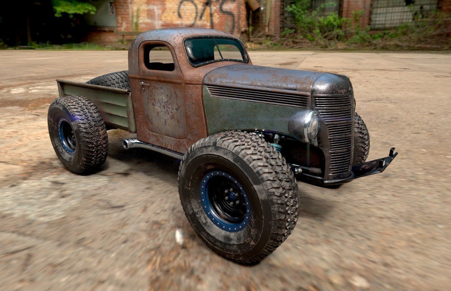 Custom Off Road Truck Low-poly 3D model_12