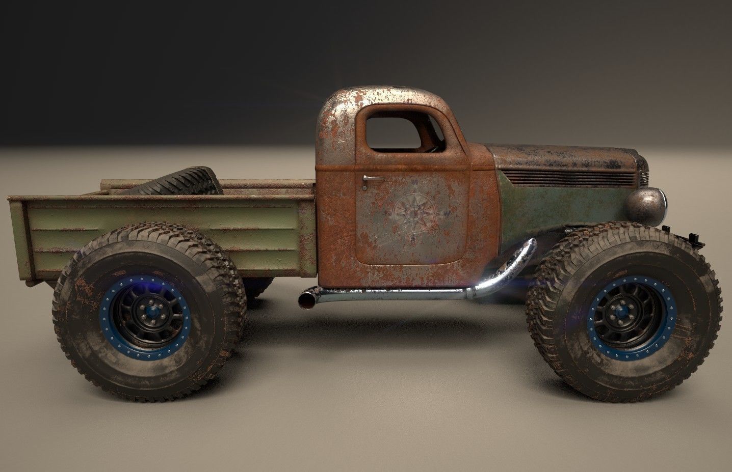 Custom Off Road Truck Low-poly 3D model_17