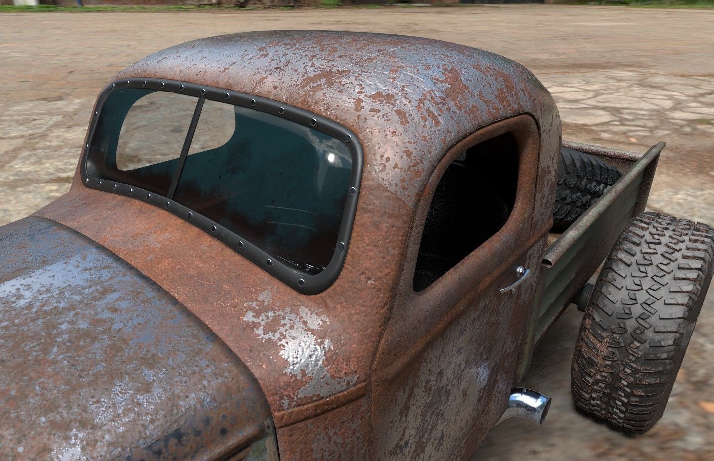 Custom Off Road Truck Low-poly 3D model_11