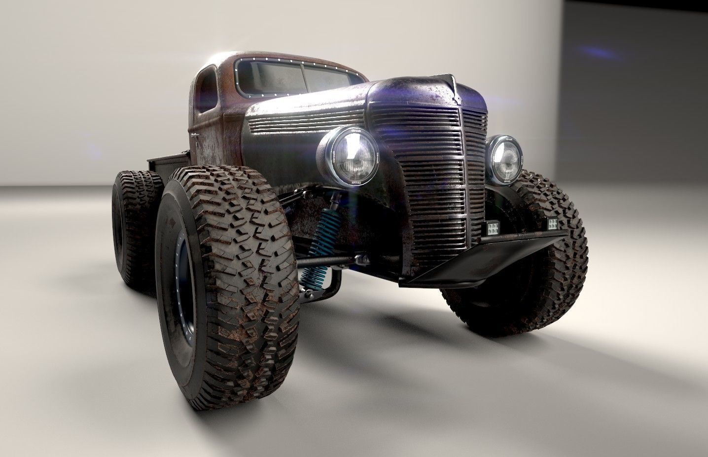 Custom Off Road Truck Low-poly 3D model_4