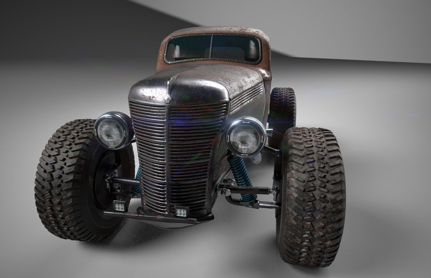 Custom Off Road Truck Low-poly 3D model_1