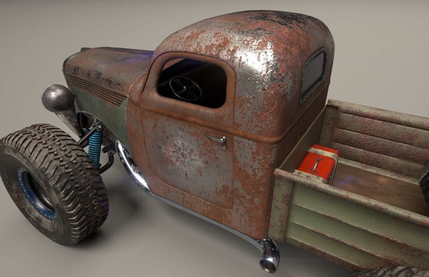 Custom Off Road Truck Low-poly 3D model_13