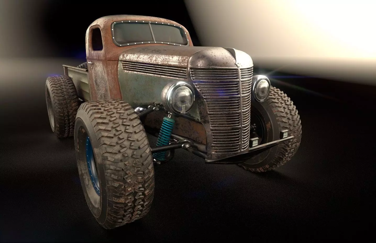 Custom Off Road Truck Low-poly 3D model_0