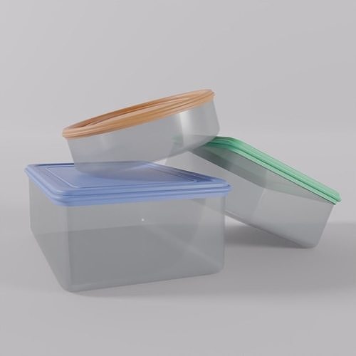Tupperware plastic container set Low-poly 3D model