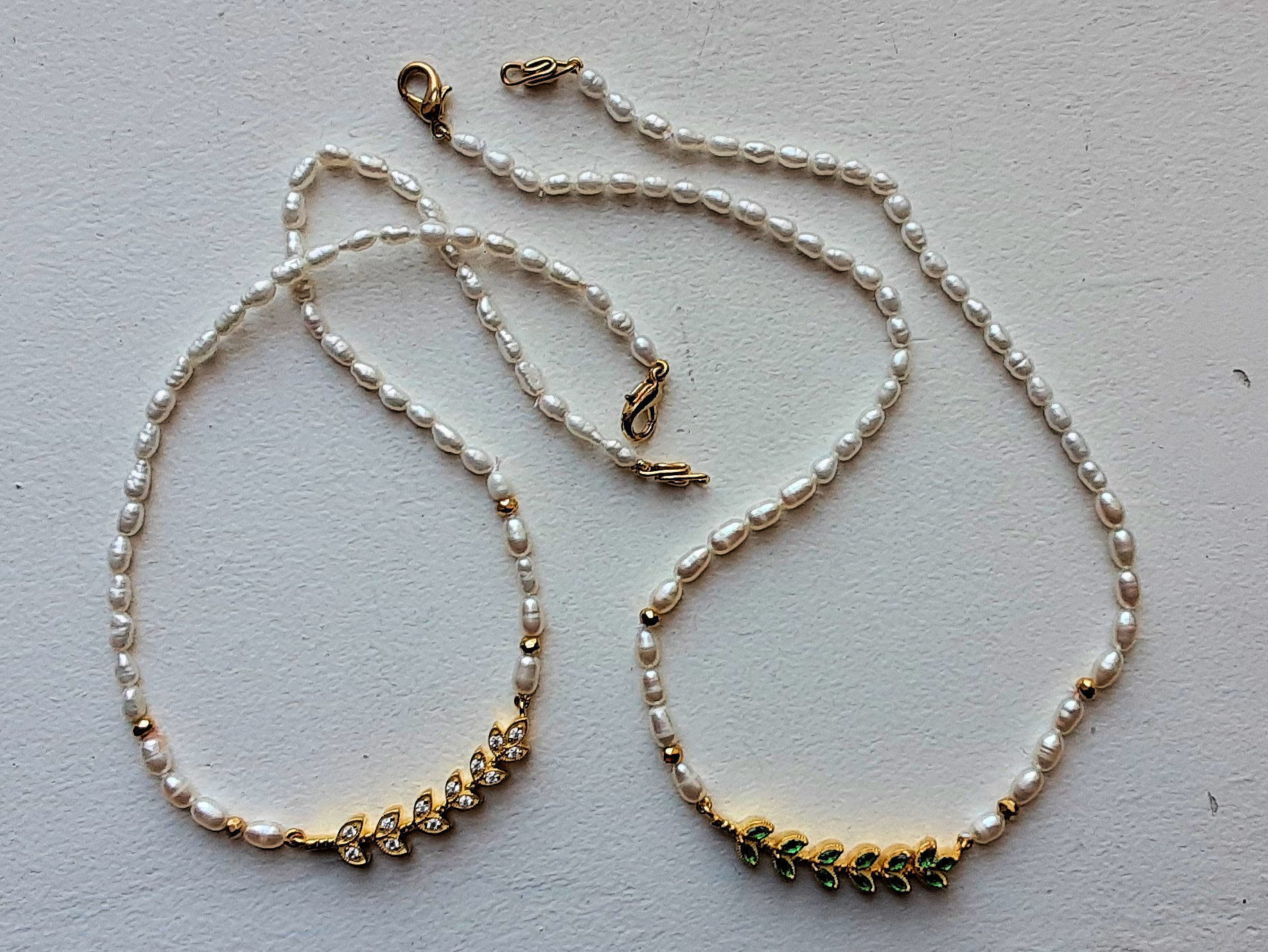 Delicate Leaves Necklace with Gemstones 3D print model_10