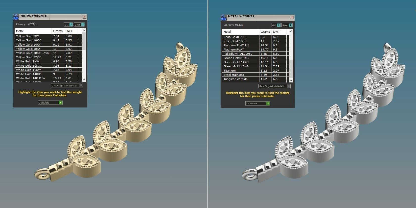 Delicate Leaves Necklace with Gemstones 3D print model_2