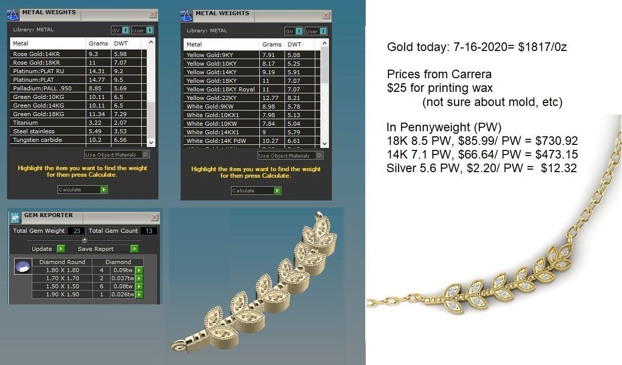 Delicate Leaves Necklace with Gemstones 3D print model_6